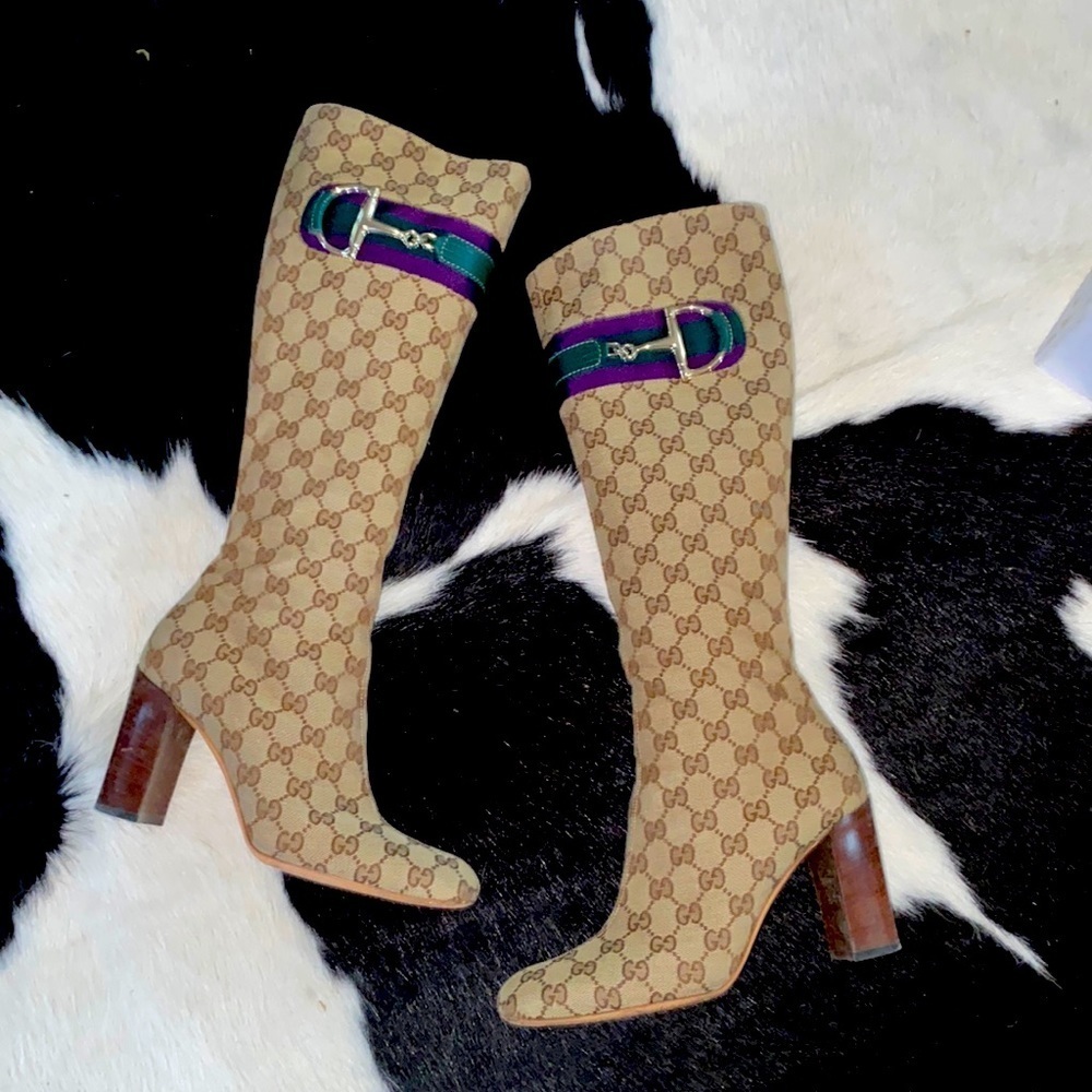 HP Vintage gucci signature heeled boots size: 8B